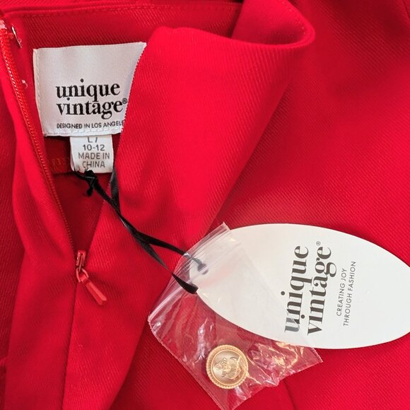 red Unique Vintage high waisted nautical pin-up wiggle pencil skirt, size L NWT - Picture 5 of 10